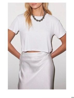 LNA Ribbed Short Sleeve Tee in Light Beige